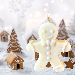 Gingerbread Man Decorative Candle - White (Unscented)