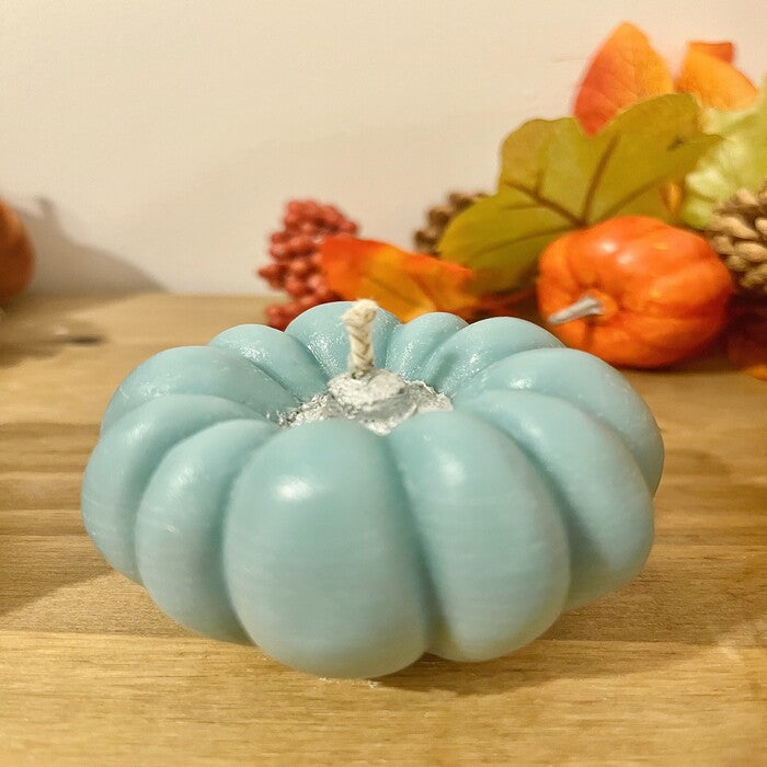 Pumpkin Decorative Candle - Dusty Teal (Unscented)